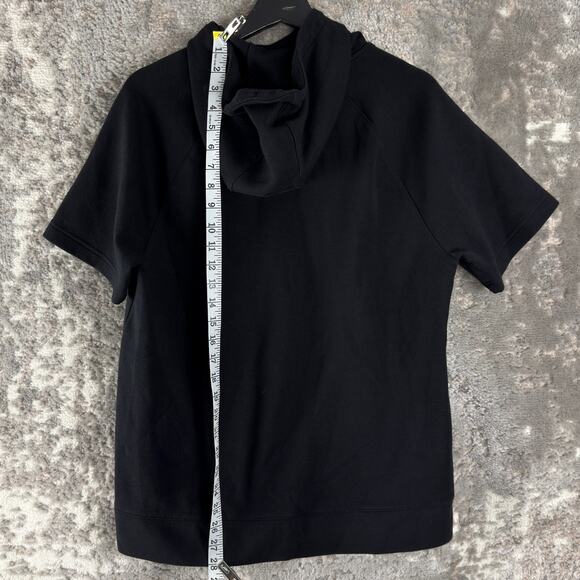 Old Navy Size M Dynamic Fleece Athleisure Hooded Sweater Black Short Sleeve - Picture 2 of 7